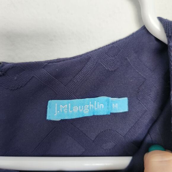 J. McLaughlin Catalina Cloth‎ Shift Knee Length Dress Navy M Office Casual Beach - Picture 3 of 7